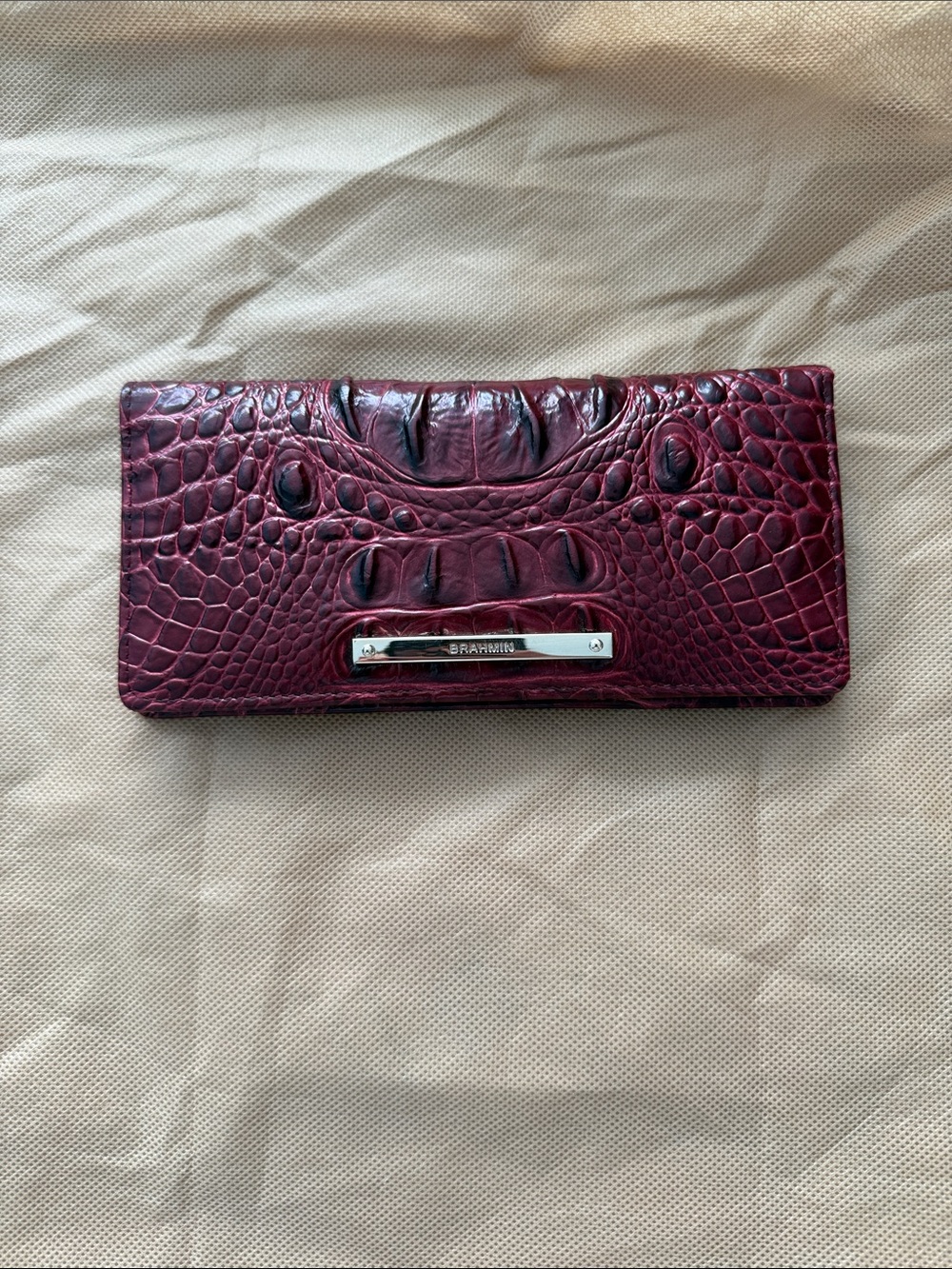 Brahmin Ady Wallet Cranberry Melbourne Genuine Crocodile Leather